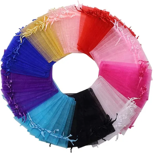 Miniatura 15 de HRX Package Bolsas de organza de 4 x 6 pulgadas, 100 unidades, bolsas de malla para joyas, bolsas de regalo con cordón para dulces, bolsitas