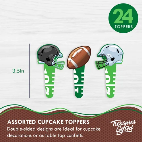Miniatura 2 de Treasures Gifted Decoraciones y envoltorios para cupcakes de fútbol con el número 24 de feliz cumpleaños, decoraciones para fiestas de fútbol