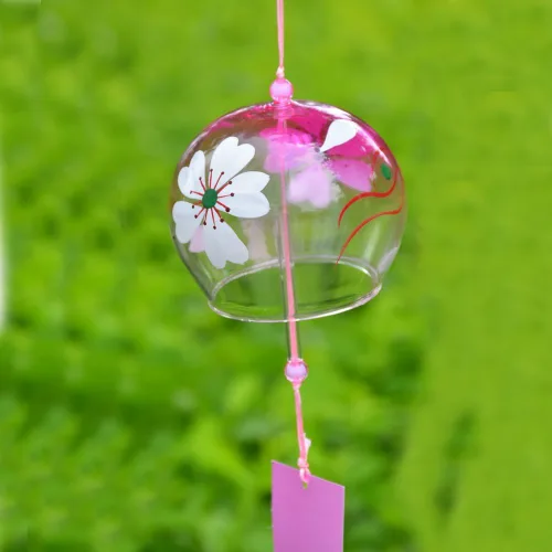 Miniatura 3 de Campanas de viento japonesas campanas hechas a mano de cristal cumpleaños decoración para el hogar (Sakura)