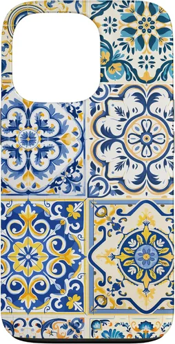 Miniatura 9 de iPhone 13 Patrón de azulejos mediterráneos sicilianos con estuche estético Maiólica