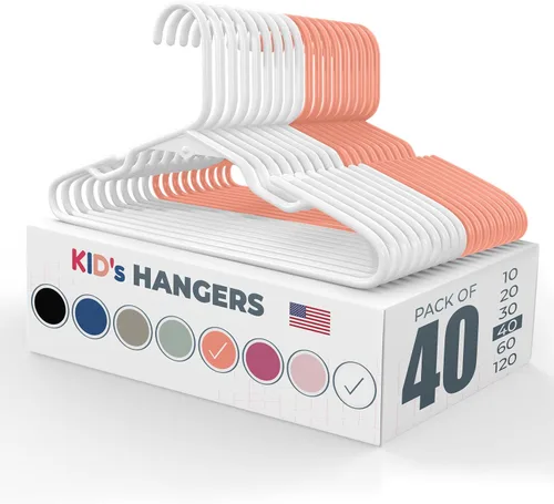 Miniatura 13 de Perchas de plástico para niños de 12 pulgadas, paquete de 10 unidades, fabricadas en los Estados Unidos, capacidad de 5 libras, perchas para ropa