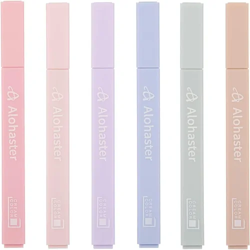 Alohaster HPSIZEE - Lindos resaltadores estéticos suaves de colores surtidos con punta de cincel suave, no se corren y se secan rápidamente, fácil