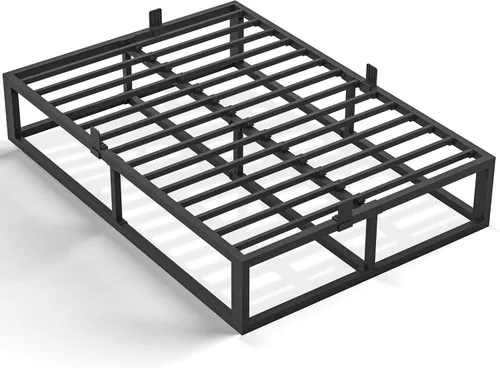Miniatura 10 de Bilily Marco de cama individual de 14 pulgadas con soporte de listones de acero resistente, plataforma de metal resistente para colchón