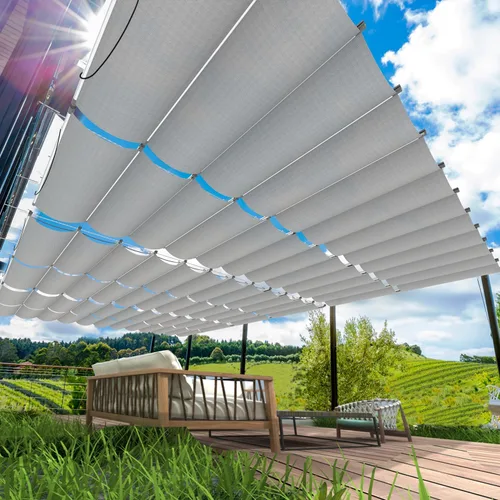 Slipline - Toldo retráctil de 3 x 4 pies, color gris claro, toldo de pérgola de repuesto, para jardines, patios, terrazas y cenadores al aire libre