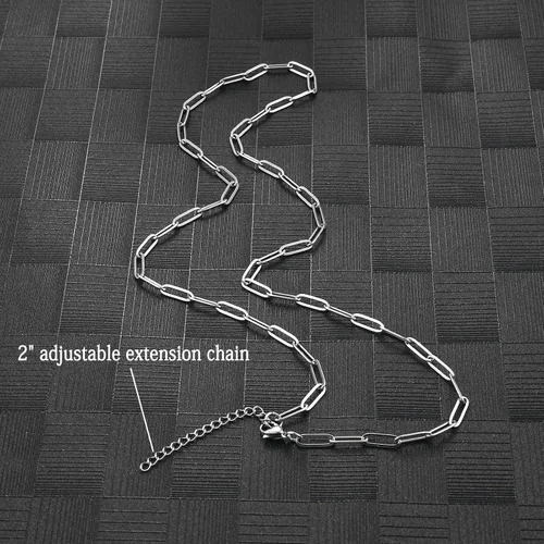 Miniatura 5 de Collar de cadena de eslabones de clip de acero inoxidable para mujer con extensión - color plata y oro