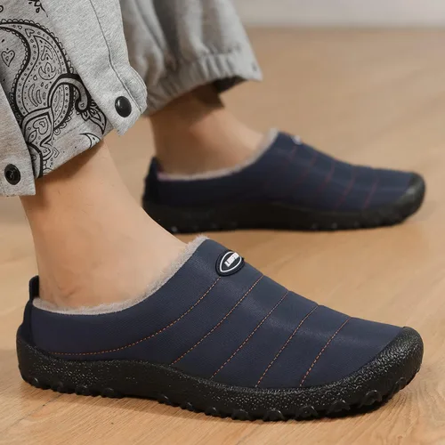 Miniatura 4 de UBFEN - Pantuflas cálidas de invierno para hombre y mujer con forro de felpa mullida, zapatos de casa con suela de caucho antideslizante
