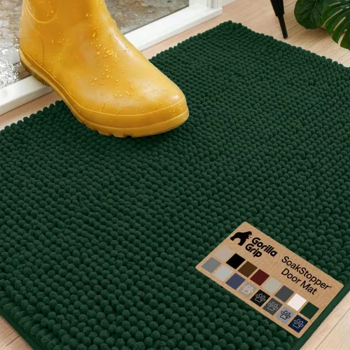 Miniatura 70 de GORILLA GRIP SOAKSTOPPER - Tapete para puerta de perro, 30 x 20 pulgadas, lavable a máquina, absorbente, captura la humedad, barro, suciedad, Negro