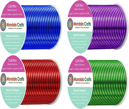 Miniatura 61 de Mandala Crafts - Alambre de aluminio anodizado de 8 calibre para hacer joyas - 9.75 m de alambre flexible negro colorido - Flexible para bonsái