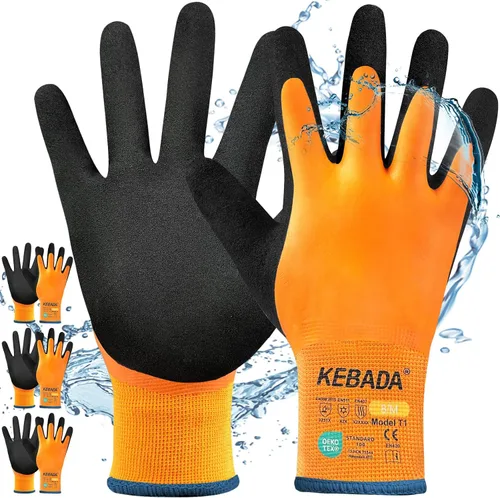 Miniatura 7 de Guantes de trabajo de invierno impermeables Kebada T1 para hombres y mujeres, guantes de trabajo aislados para hombres para clima frío, guantes