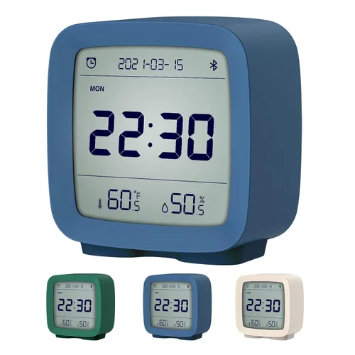 Miniatura 7 de qingping Reloj despertador digital Bluetooth inteligente con múltiples alarmas, funciona con pilas, pequeño reloj despertador con pantalla