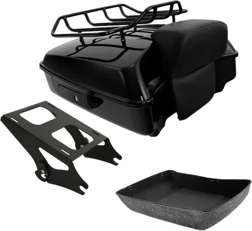 Miniatura 16 de TCMT Pestillos Negros de 10.7" para Maletero Cortado, Almohadilla de Respaldo, Luz Trasera LED con Señal de Giro Compatible con Harley Touring