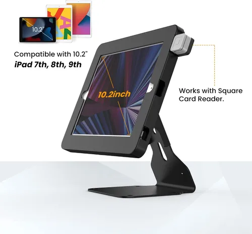 Miniatura 8 de Soporte para tablet compatible con iPad de 10.2 pulgadas, generación 7, 8, 9ª, de metal pesado, giratorio, giratorio, para escritorio