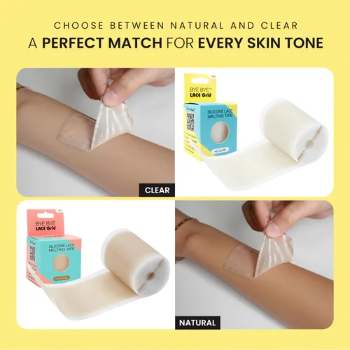 Miniatura 3 de STUDIO LIMITED Cinta de fusión de silicona para peluca de encaje y nudos, cinta de fusión Bye Bye Lace Grid HD natural para ocultar la piel