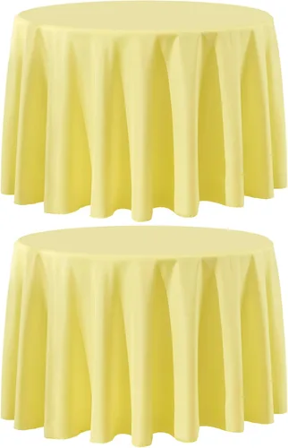 Miniatura 33 de Paquete de 2 manteles redondos de 90 pulgadas, manteles lavables de poliéster de lino decorativo para la mesa del comedor, banquetes, fiestas
