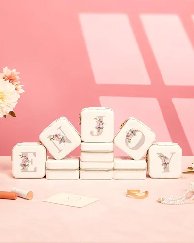 Miniatura 2 de Enthralite Joyero de viaje para regalo personalizado, artículos esenciales de viaje para mujeres, organizador de viaje para joyas, pequeño joyero