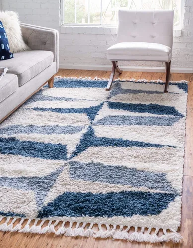 Unique Loom Hygge Shag Collection - Alfombra moderna de inspiración marroquí, diseño geométrico, felpa y acogedora (2' 2 pulgadas x 3' 0,