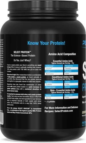 Miniatura 8 de PEScience Select Protein Powder, mezcla de suero y caseína, proteína limpia en polvo para mujeres y hombres, baja en calorías, baja