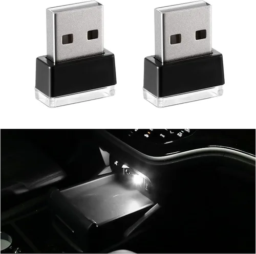 Miniatura 23 de 4 PCS Lámpara de Atmósfera Interior de Coche LED USB, Mini Luz Nocturna LED Portátil, Kit de Iluminación Ambiental de Maletero con Interfaz USB