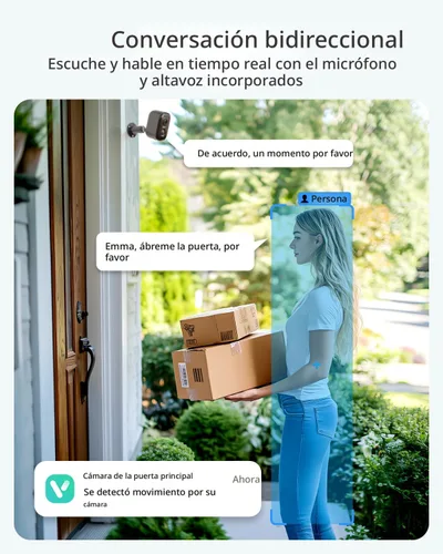 Miniatura 6 de Cámaras de seguridad 2K inalámbricas para exteriores, paquete de 2 cámaras alimentadas por batería WiFi para seguridad en el hogar con detección