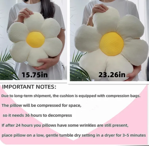 Miniatura 5 de Almohada de Flores, Linda Almohada Decorativa Cojín de Margaritas 15.75" Blanco Almohadas Decorativas para el Hogar para Cama, Sofá, Sillón