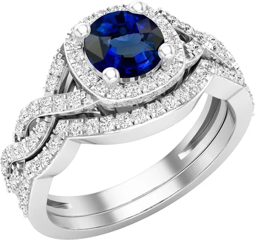 Miniatura 19 de Dazzlingrock Collection Juego de anillos de boda redondos de 0.228 in creados en laboratorio y diamantes blancos naturales para mujer