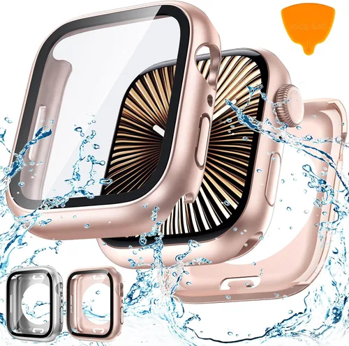 Miniatura 9 de Goton - 2 fundas para protector de pantalla de Apple Watch de 40 mm, series 6/5/4, SE 3/2/1, funda de protección de PC impermeable con vidrio