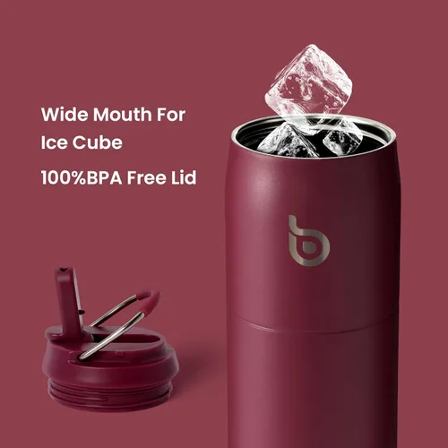 Miniatura 5 de BOTTLE BOTTLE Botella de agua de acero inoxidable con popote y tapa, taza aislada al vacío de 32 onzas, se mantiene fría y caliente, botellas de Rojo