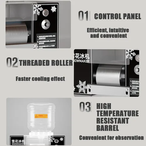 Miniatura 7 de Máquina de afeitar de hielo eléctrica comercial Máquina de afeitar de hielo de copo de nieve trituradora de hielo Afeitadora Compresor de calidad
