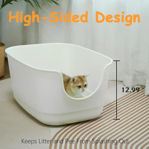 Miniatura 3 de SpaceTime Caja de Arena Extra Grande con Lados Altos, 24.2" L x 16.3 W x 12.9 H XL Bandeja de Arena Multi Gato para Gatitos, Cajas para Gatos de Gris