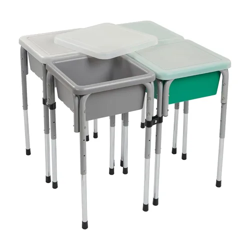 Miniatura 14 de ECR4Kids Mesa de juego ajustable para arena y agua de 4 estaciones, contenedores sensoriales, contemporánea
