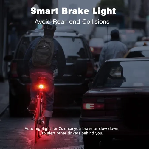 Miniatura 2 de WSDCAM Luz trasera inteligente para bicicleta, luz de freno de bicicleta, luz de freno automático, antirrobo, alarma de bicicleta con control