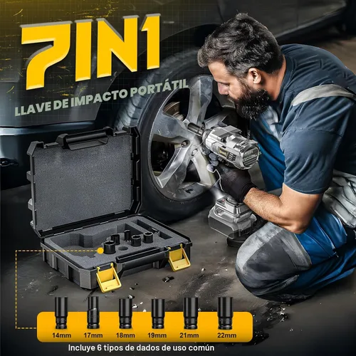 Miniatura 5 de DIYtoolifz Llave de impacto inalámbrica de 1/2 pulgada para batería Dewalt de 20V, 1000FT-LBS(1360N.m) Pistola de impacto eléctrica sin escobillas