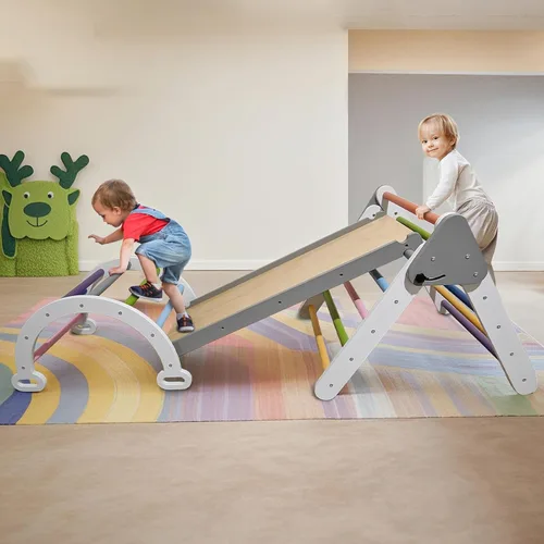 Miniatura 2 de Pikler - Juego de escalada triangular para niños pequeños 7 en 1, juego de escalador de interior de arco iris, plegable, juguete de escalada
