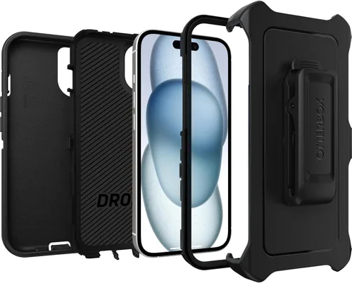 Miniatura 4 de OtterBox Funda para iPhone 15, iPhone 14 y iPhone 13 Defender Series, color negro, sin pantalla, resistente y duradera, con protección de puerto