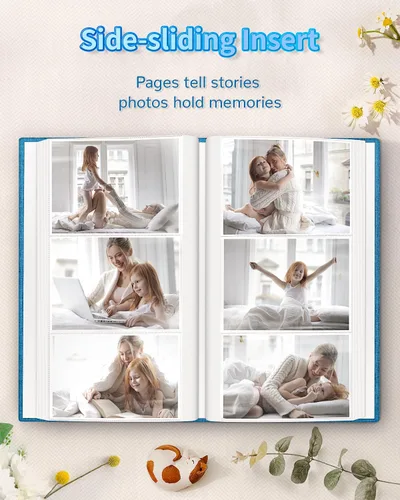 Miniatura 5 de Álbum de fotos Artfeel 4x6 con 300 bolsillos, álbumes de fotos deslizables, libro de memorias con cubierta de lino y ventana frontal, libro de fotos
