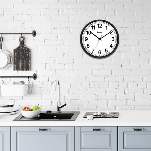 Miniatura 6 de Geevon Reloj de pared atómico de 16 pulgadas, reloj analógico autoajustable con sincronización automática de tiempo, funciona