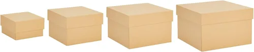 Miniatura 3 de Stockroom Plus Cajas anidables cuadradas con tapas, color marrón kraft, cartón, paquete de 4, 6.5-3.5 pulgadas, cajas de regalo de cartón para Kraft