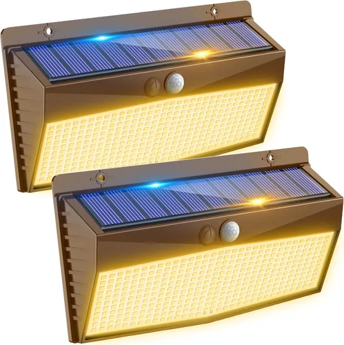 Miniatura 19 de 368 luces LED solares para exteriores con sensor de movimiento, valla solar con 3 modos de iluminación, seguridad alimentada, impermeable