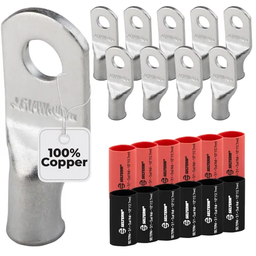 Miniatura 135 de SELTERM 5 piezas terminales de cable de cobre estañado 1/0 AWG perno de 1/2", extremos de cable de batería, terminales de anillo, conectores