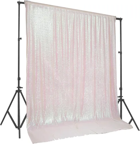 Miniatura 16 de PartyDelight - Fondo de lentejuelas rosa intenso de 6 pies x 8 pies para fotografía, cortina de bodas y eventos especiales Rosa encendido