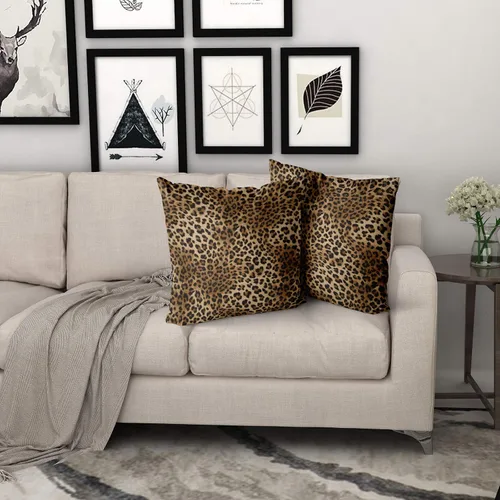 Miniatura 8 de Funda de almohada marrón con estampado de leopardo - 2 piezas Funda de almohada de guepardo de 16x16 pulgadas Fundas de almohada de algodón