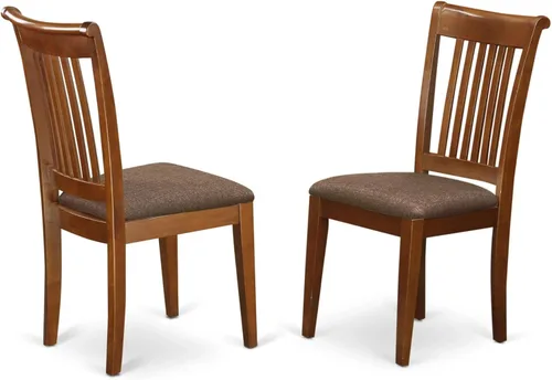 Miniatura 4 de East West Furniture POC-OAK-C Portland - Juego de 2 sillas de comedor tapizadas de tela de lino, de madera maciza, color roble
