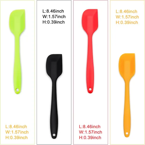 Miniatura 2 de Espátula de silicona de 4 piezas, espátulas de goma antiadherentes resistentes al calor con núcleo de acero inoxidable Rojo/Verde/Negro/Naranja