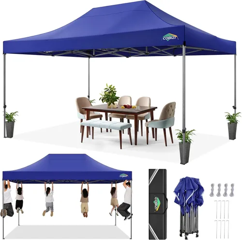 Miniatura 47 de COBIZI Toldo de 10 x 20 pies con paredes laterales, carpa de fiesta resistente para fiestas, bodas, tienda de campaña portátil plegable fácil