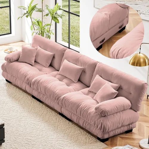 Miniatura 19 de KEIKI Sofá modular de 94 pulgadas con 4 almohadas, cómodo juego de sofá biplaza Cloud para sofá de asiento profundo suave y profundo, sofá biplaza