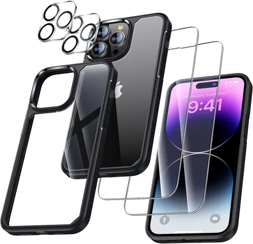 Miniatura 14 de UniqueMe [Diseño 5 en 1 para iPhone 13 Mini ase, paquete de 2 protectores de pantalla de vidrio templado + 2 protectores de lente de cámara