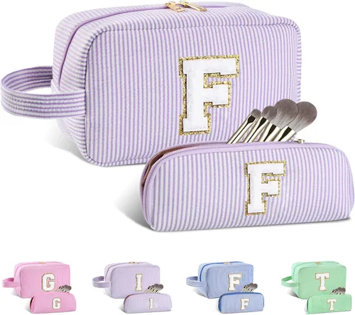 Miniatura 97 de Regalos personalizados para mujeres, bolsa de maquillaje con inicial, bolsa de maquillaje de viaje, bolsa de cosméticos, bolsa de artículos
