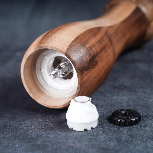 Miniatura 6 de Molinillo de pimienta, molinillo de cerámica ajustable tanto para pimienta como para sal, madera de acacia, altura de 8 pulgadas, diámetro de 2.4 in