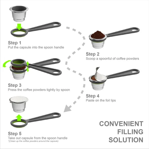 Miniatura 3 de 10 cápsulas reutilizables para Nespresso OriginalLine – Cápsulas de café recargables tazas de acero inoxidable compatibles con máquina Nespresso