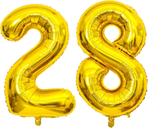 Miniatura 28 de Globo dorado grande de 40 pulgadas con letras del alfabeto de Mylar de aluminio de helio, globos de número grande para cumpleaños, aniversario